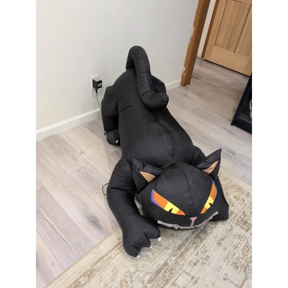 Halloween‎ Black Cat Airblown Inflatable Decoration Blow-up 4 feet Tested.